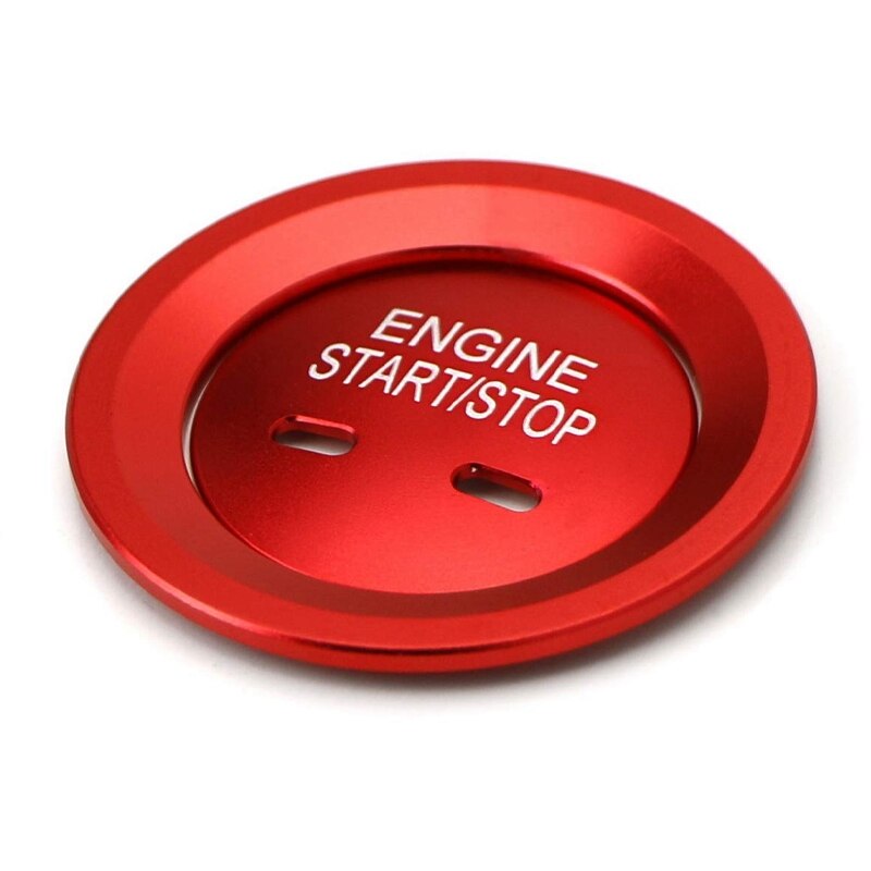Rode keyless engine startknop en omringende ring voor cadillac chevy , 2pc aluminium ring/cover set