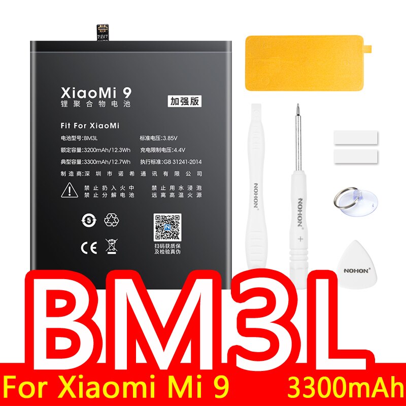 NOHON Battery For Xiaomi Mi 8 9 Lite SE 9T Pro 10 POCOPHONE F1 F2 Pro CC9 CC9E A3 5X 6X Replacement Bateria BM3J BM3E BM3L BM3M: BM3L