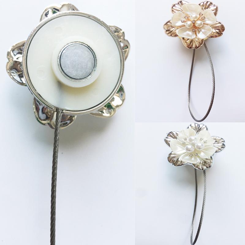 1pc gouden zilveren bloemendraadgordijnen met magneetsluiting, magnetische gordijnhouder, gordijnbandaccessoires