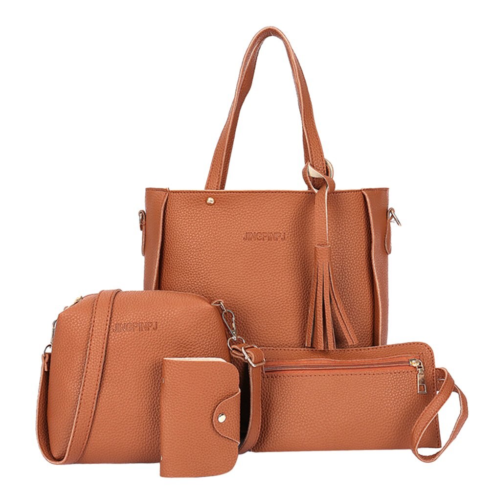 2020 4 pezzi/set moda donna borsa a tracolla in pelle PU nappe signore Bolsas borsa a tracolla grande capacità borsa portafoglio: 01