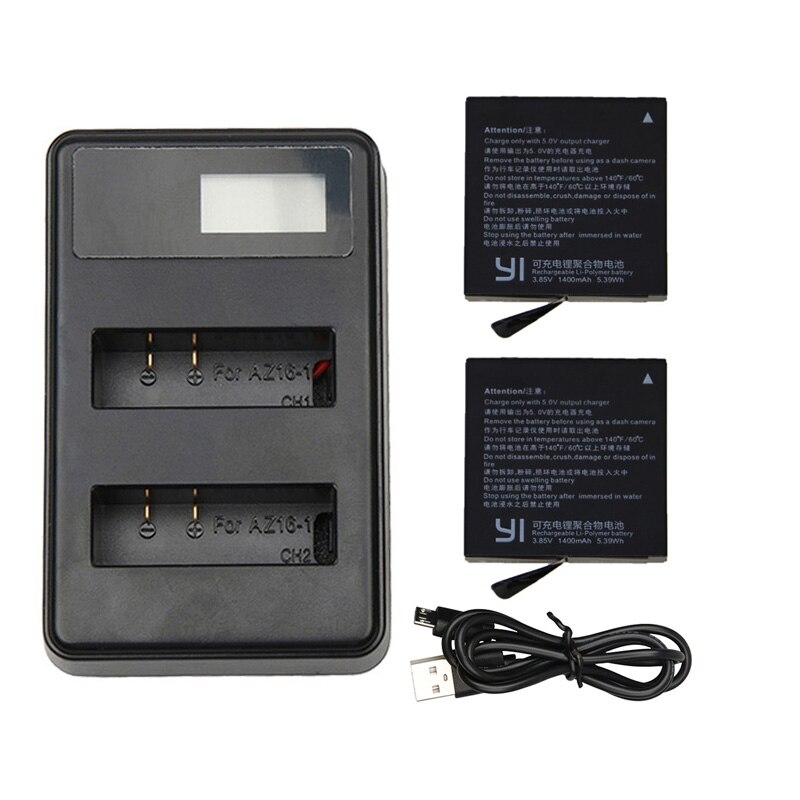 4 pièces Haute Capacité Au Lithium Batterie + LCD Chargeur Intelligent Pour Xiaomi Yi 4k 4k + YI Lite 360 VR Caméra D'action: C Package