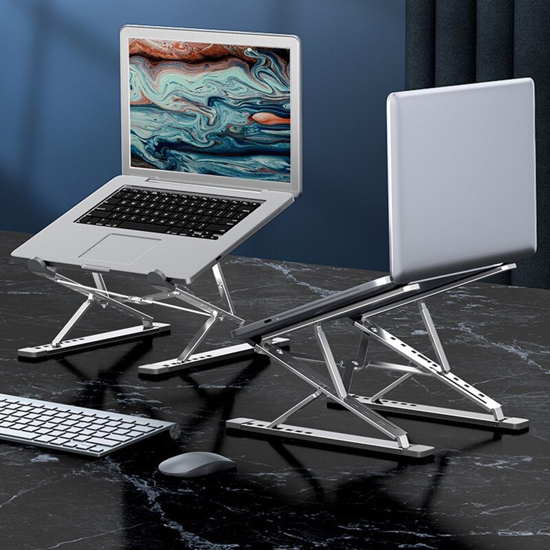Bærbar stativ for macbook sammenleggbart justerbart aluminium datamaskin pc nettbrettstativ bærbar bord bærbar holder varmespredning