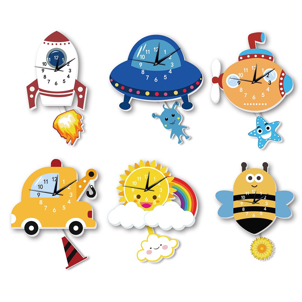 Home Decoration Cartoon Wall Clock Cartoon 3D DIY Large Decorative Wall Clocks Watch Wall Unique