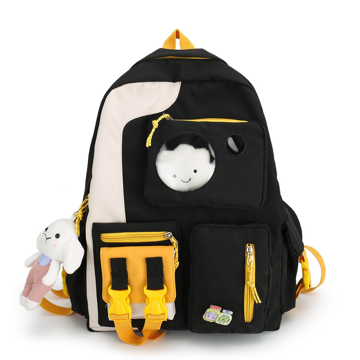 Kawaii Nylon Vrouwen Rugzak Mode Waterdichte Rugzak Voor Tienermeisjes Schooltas Leuke Student Boekentas Reizen Mochila: black / no pendant