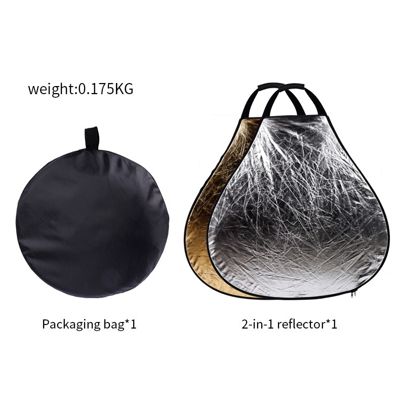 23.6 Inch 60cm 2-in-1 Collapsible Multi Photography Portable Handheld Triangle Reflector Silver/Gold or Silver/White Optional