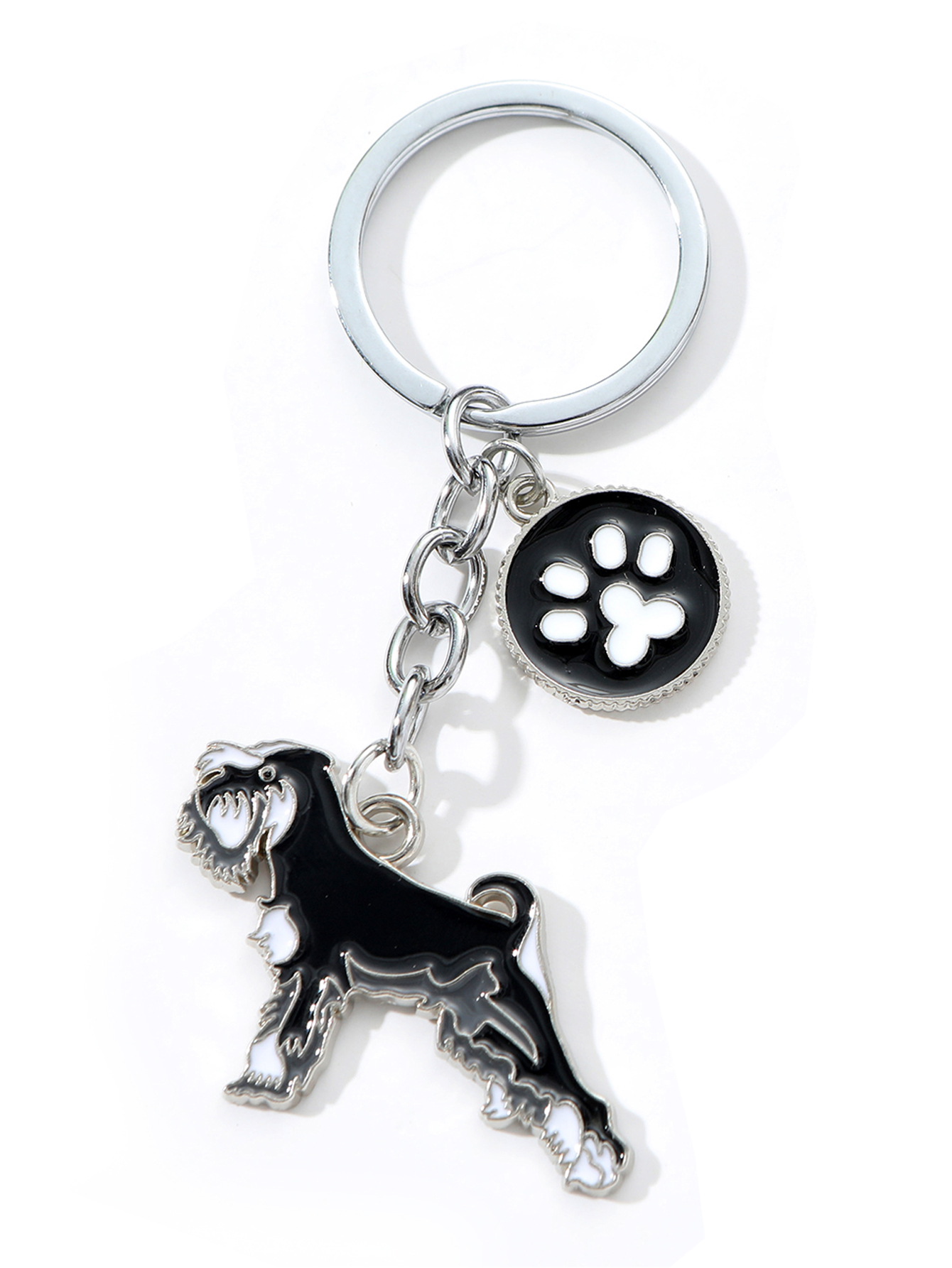 Pet German shepherd dog Keychain Dog Pendant Animal Bell Enamel Keyring Women Bag Jewelry Girls: Pink