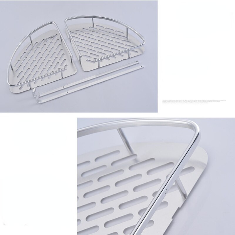 Estantes colgantes para baño, organizador de 2 capas, estante de esquina, soporte para champú sin perforaciones, estante de almacenamiento, cesta de inodoro