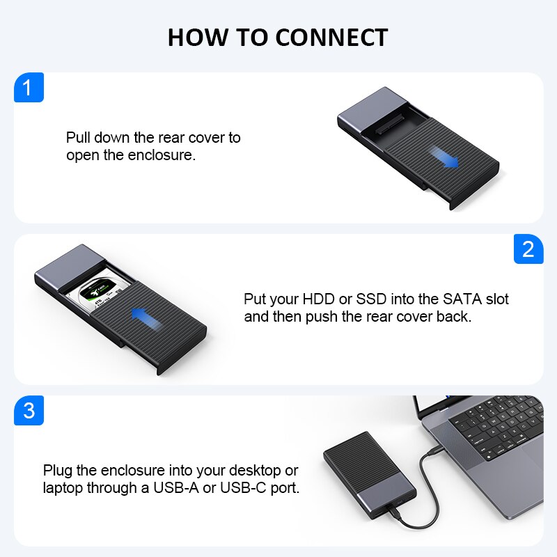 MC30 USB C Hub with 2.5" SATA Port SDD/HDD Enclosure Hard Drive Support up to 5TB Hard Disk Storage Docking Station Hubs