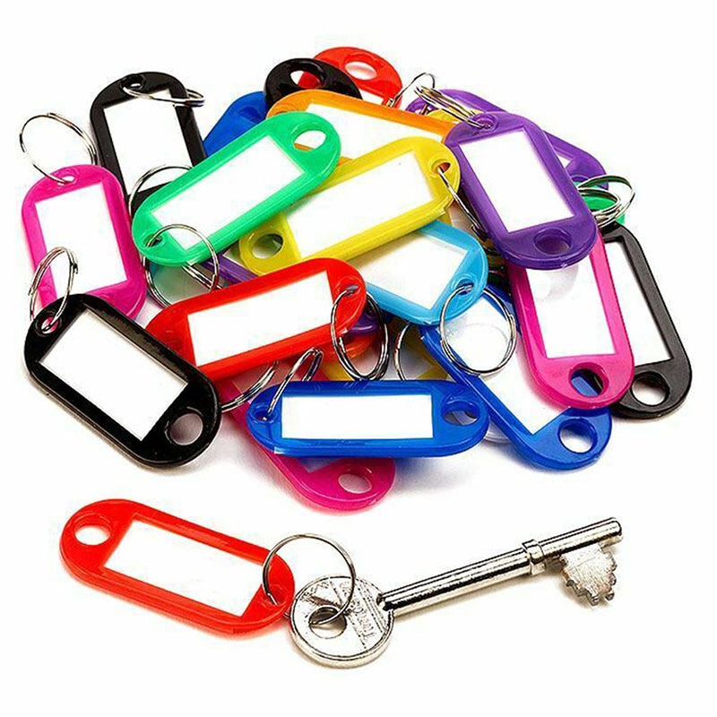 30pcs/set Multicolor Keychain Key ID Label Tags Luggage ID Tags Hotel Number Classification Card Key Rings Keychain Random Color