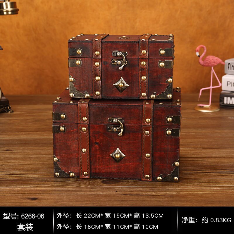 European Retro Wooden Storage Box Square Jewelry Planner Box Props Storage Crafts Desk Accessories Organizer Storage Stationery: Set