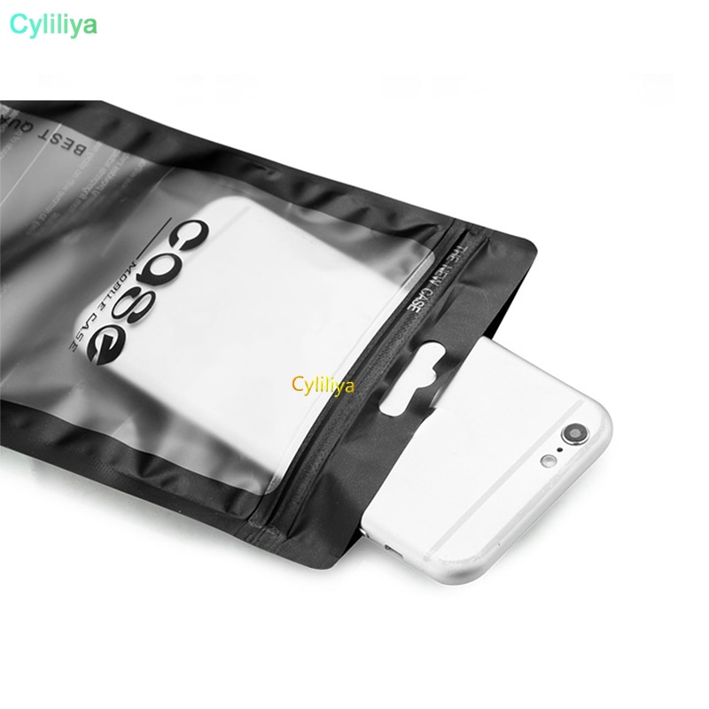 100Pcs 12X20cm Plastic zipper Bag Cell Phone Accessories Mobile Phone Case Cover Packaging Package Bag for iPhone 8 7 6S 6 Plus