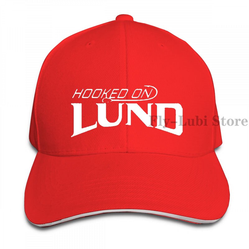 Hooked On Lund Fishing Die Cut Baseball cap men women Trucker Hats adjustable cap: 1-Red