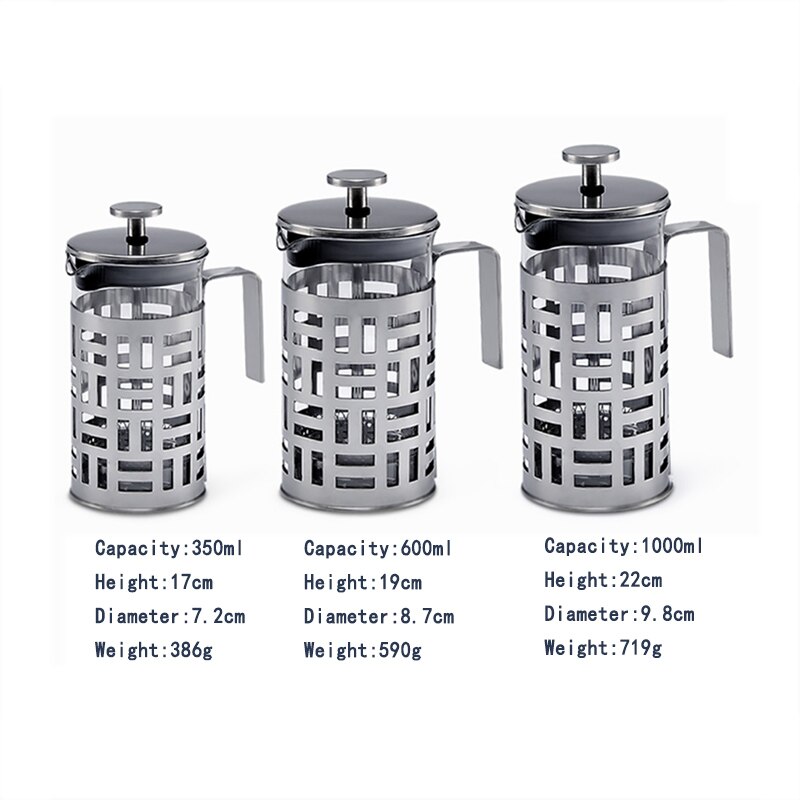 GUNOT pressoir manuel français Portable 350ml/600/1000ml | Cafetière, filtre en verre en acier inoxydable, pour usage domestique