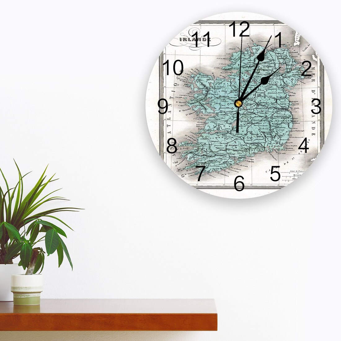 Karte Irland Jahrgang Stil Dublin Atlas Wanduhr Wohnzimmer Schlafzimmer Zauberstab Uhr Stumm Karikatur Wanduhr Hause Dekoration