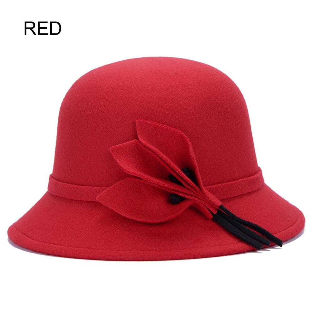 Sombrero redondo de flores de lino para mujer, sombrero redondo Billycock, Retro Vintage, Bowler, gorras de princesa, sombrero gorra de Jazz para mujer: red