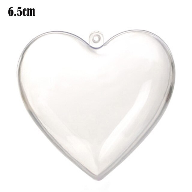 Clear Fillable Heart Baubles Plastic Wedding Favours Christmas Decoration Love: 6.5cm