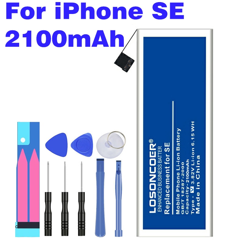 Losoncoer 2100 Mah Voor Apple Iphone Se 5SE Batterij Hoge Capaciteit Telefoon Batterijen + Gratis Tools Standhouder Stickers