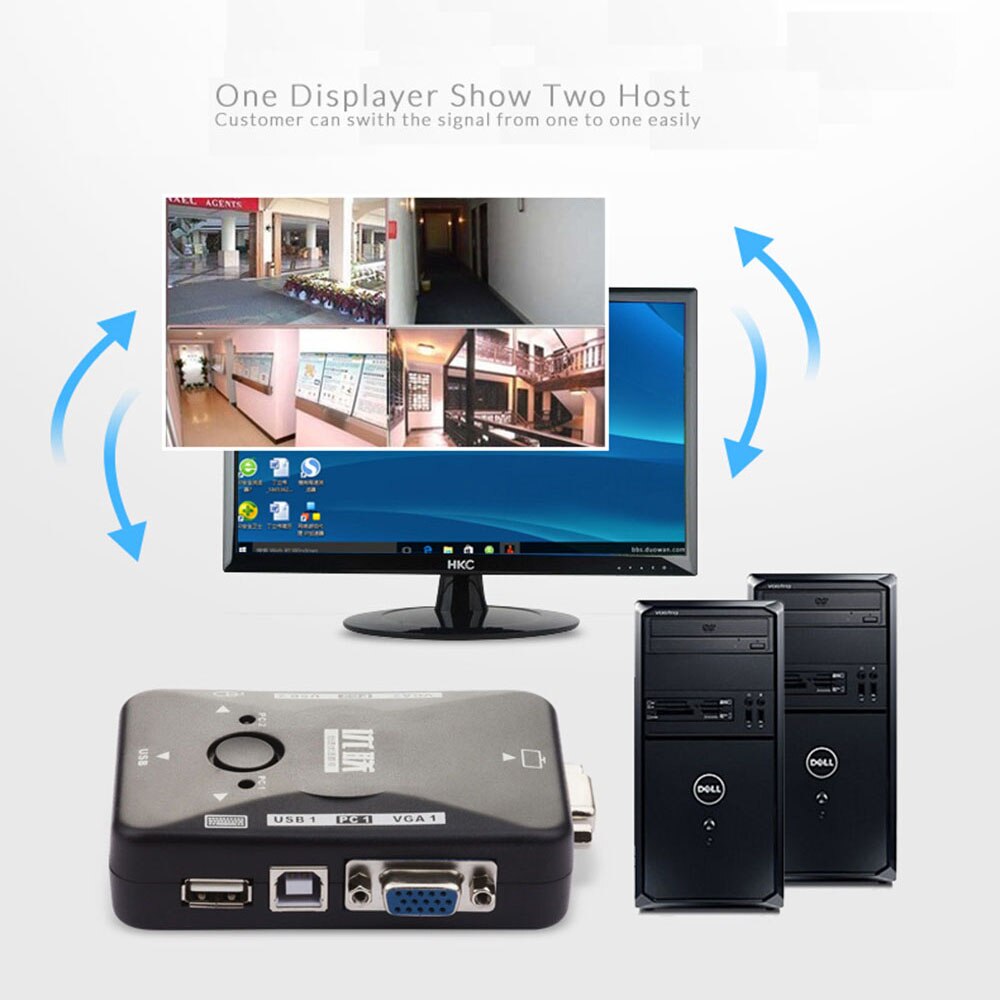 Unnlink VGA KVM Switch 2X1 USB 2.0 FHD 1080P@60Hz 2*1 VGA KVM Switch BOX for monitor projector computer laptop led tv desktop