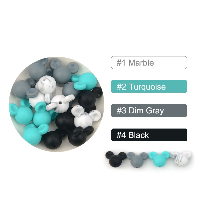 Anneau de Dentition en Silicone, Perles Souris, pour Bébé, Alimentaire, Coloré, Collier à Mâcher, Bracelet, Fabrication de Bijoux, 10 Pièces: set 10