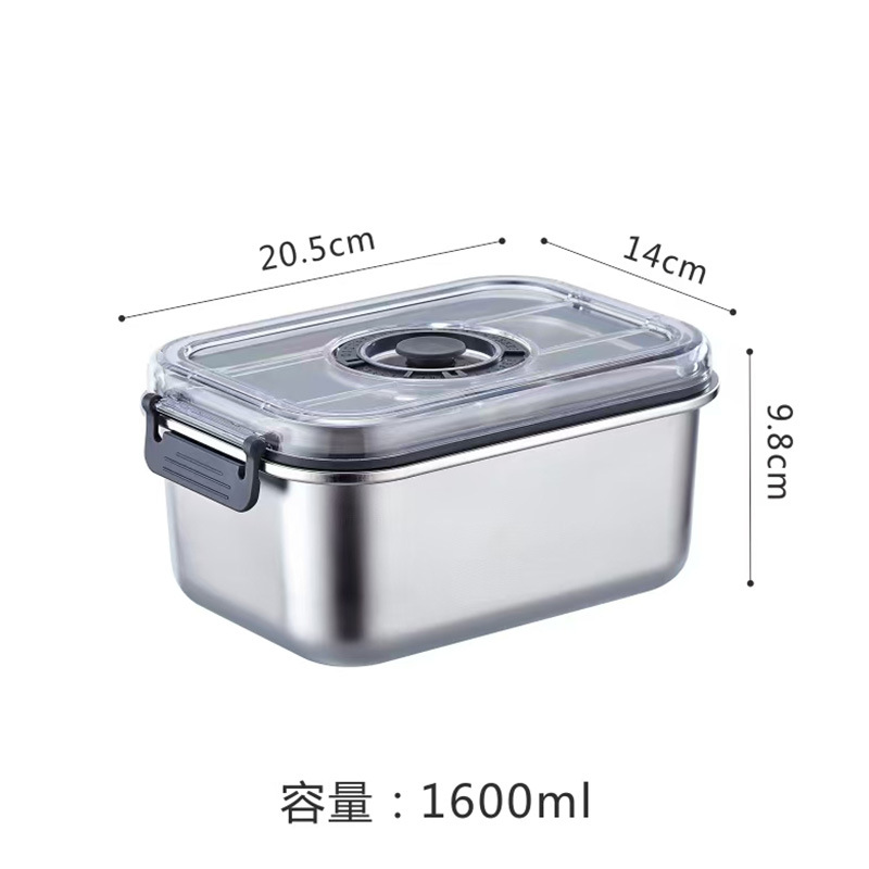 Stainless Steel Vacuum Food Storage Container Airtight Kitchen Refrigerator Safe for Vegetables Fruits Essential: Silver