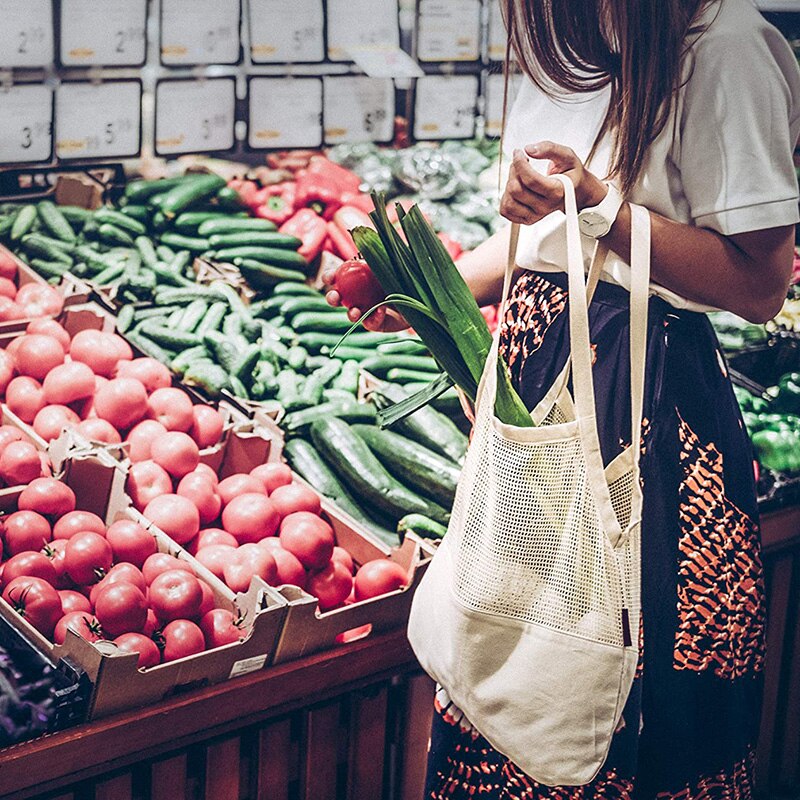 Reusable Produce Bags Organic Cotton Mesh Produce Bags Double-Stitched Seam Eco-friendly Zero Waste Grocery Shopping Bag Fruits