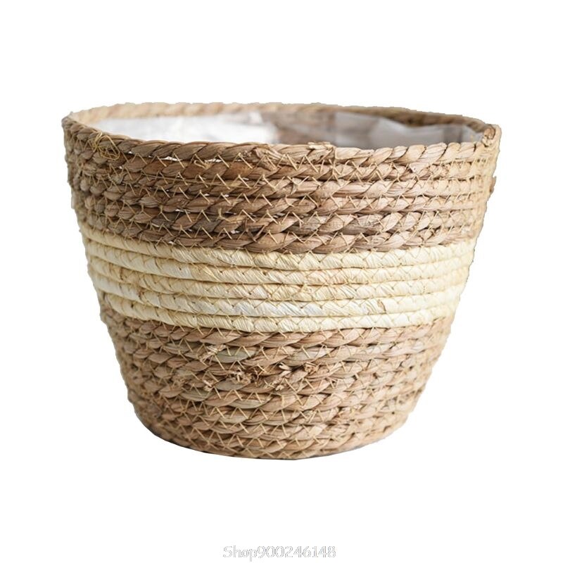 nordisch Handgemachte Stroh Lagerung Korb drinnen draussen Blumentopf Pflanze Container Hause Wohnzimmer Dekoration S19 20