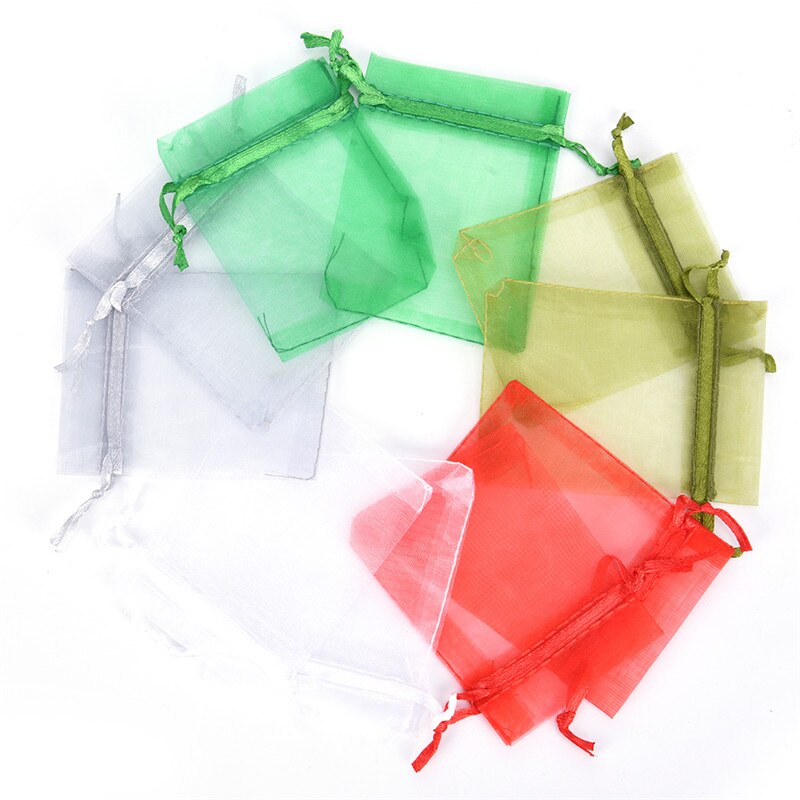 50 Pz/pacco Sacchi per Imballaggio Dei Monili di Cerimonia Nuziale Del Partito Del Regalo Borse &amp; Borse Multiuso Sacchetti Organza 7X9 8X10 10X12 Centimetri