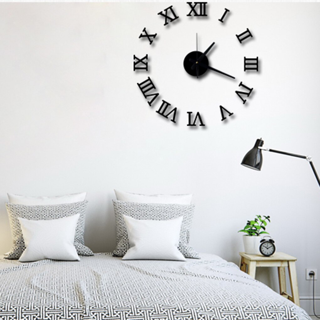 DIY Acrylic Mirror Wall Clock 3D Roman Numerals &amp;Home Decor Stickers Wall Watches