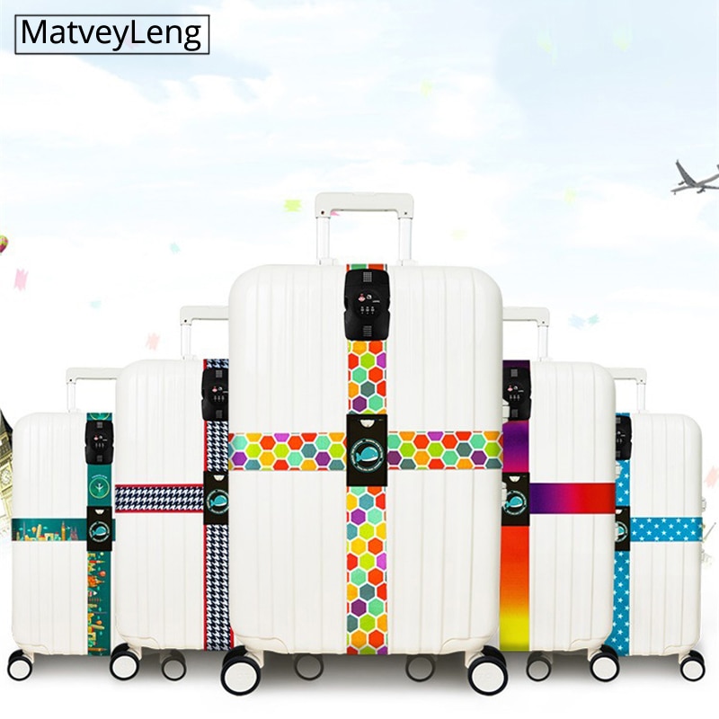 TSA Luggage Strap - 230cm - Geometric Pattern - Combination Lock Security Belt