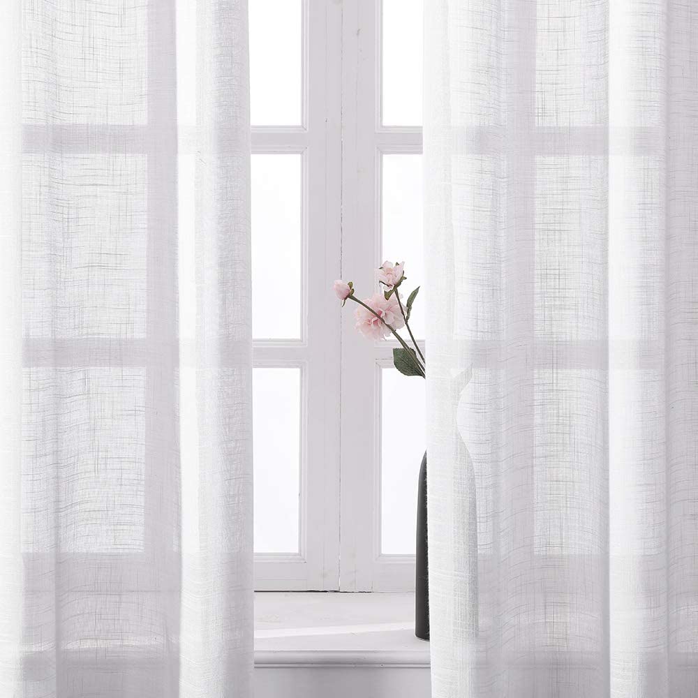 Cortinas Ojales Translúcida 140x260cm en Gris plata,Visillos para Ventanas Puertas de Salón Habitación Dormitorio Terraza,...