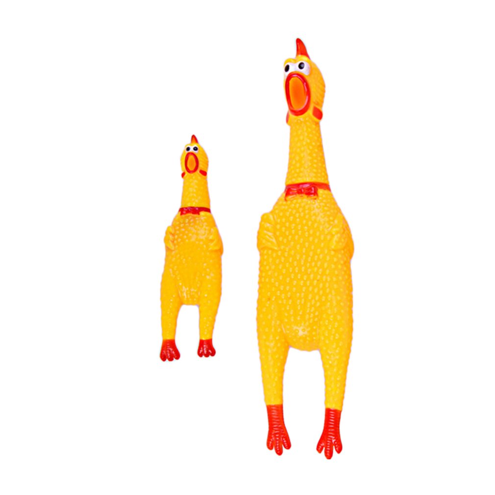 Jouet drôle pour animaux de compagnie Squawking coq hurlant poulet en caoutchouc rétrécissant coq jaune attrayant chien chat chiot jouet sonore