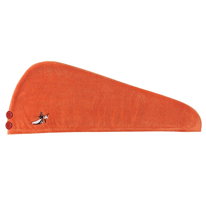 Coral Fleece Haar Drogen Handdoek Voor Lang Haar Snel Droog Hoed Cap Met Leuke Borduren Twist Hoofd Handdoek Met Knop 65*25Cm Hfing: Oranje