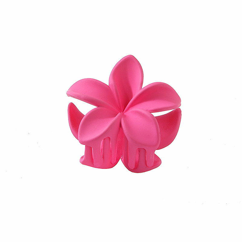 4CM Frauen Kunststoff Haarspangen Süße Und Niedliche Plumeria Blume Form Haarnadel Shark Clip Haar Zubehör Matte Einfarbig Stil: green