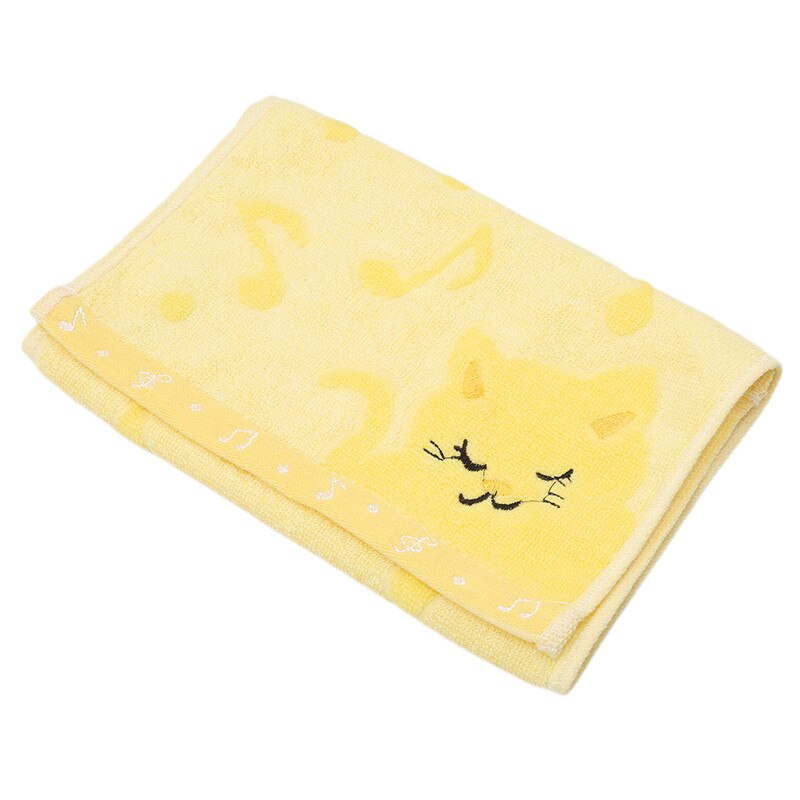 48*24.8cm tegnefilm børnehåndklæde børns jacquard broderi noter jacquard noter kat lille håndklæde: Gul