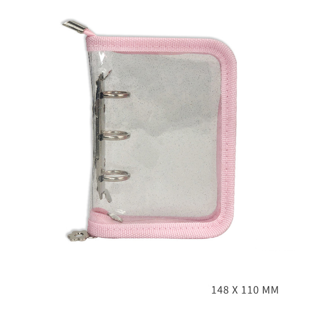 Classeur Transparent à 3 trous pour carnet de notes, mignon et , à feuilles mobiles, anneau pour livre à main, dossier Portable, planificateur pour journaux scolaires: pink