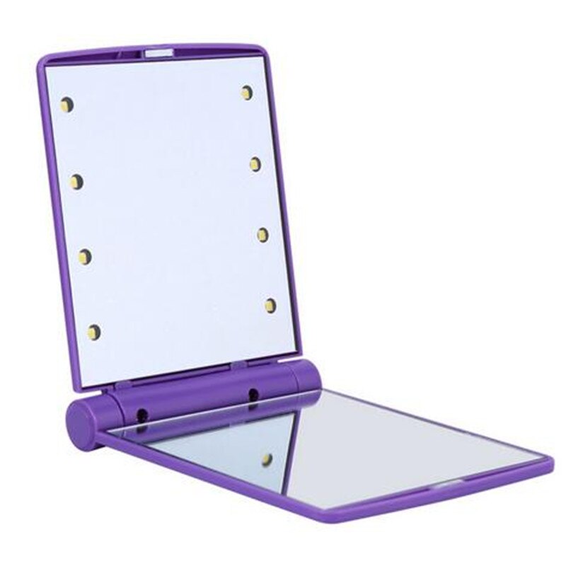 Lamper dame foldbare makeup spejle 1 stk 8 led lys dame kosmetik håndfoldbart bærbart kompakt lommespejl