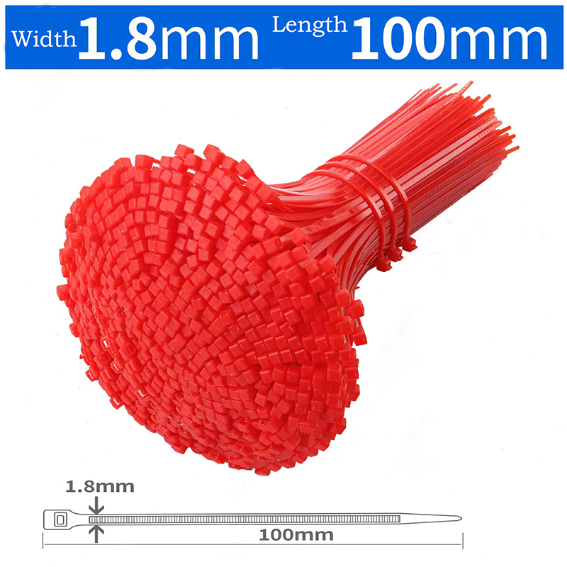 100 Uds 3*100mm rojo amarillo azul verde brillante autoblocante bridas de plástico de nailon organizador de cables bridas con cremallera abrazaderas de barra de amarre: 3x100mm / Rojo