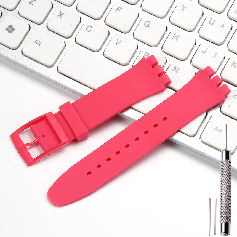 Correa de reloj de silicona de 17 19 y 20mm adecuada para correa de reloj SWATCH, correa de repuesto suave para mujeres y niños, pulsera impermeable con herramienta