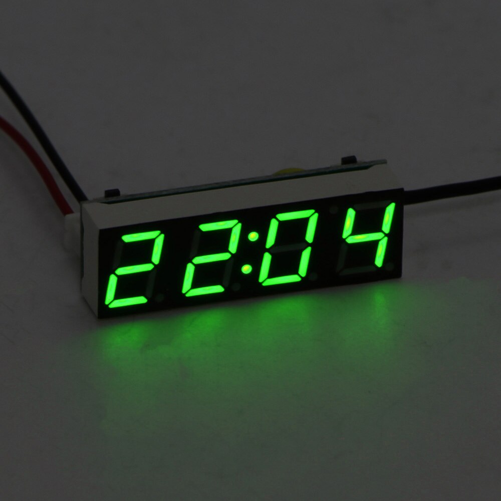 Onever Auto LED Display Elektrische Digitale Klok Thermometer Voltmeter Digitale Klok Digitale Timer Groen Blauw Rood Licht: Green