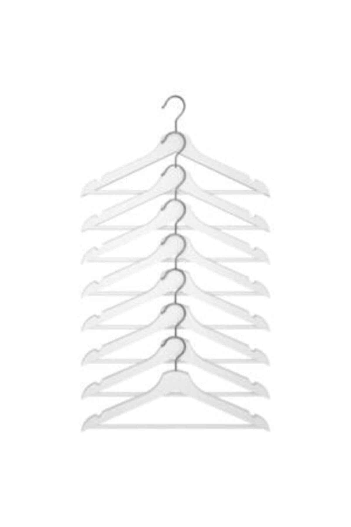 12Adet Hout Look Wit Plastic Hanger, Kleerhanger Ruimtebesparende Kleerhangers Broek Hangers Huishoudelijke Product
