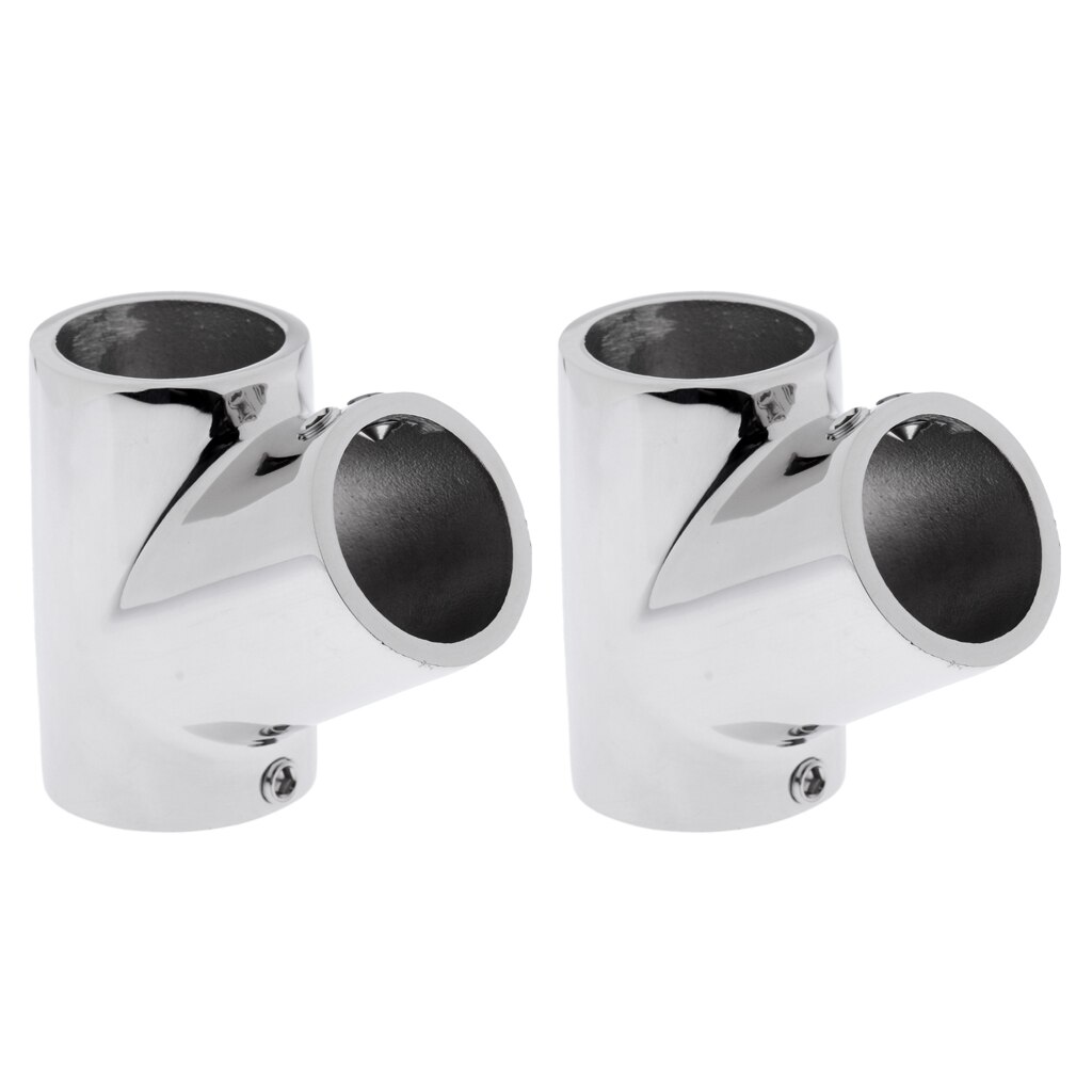 2 uds. De acero inoxidable marino barandilla de mano 60 grados T montaje 1 tubo