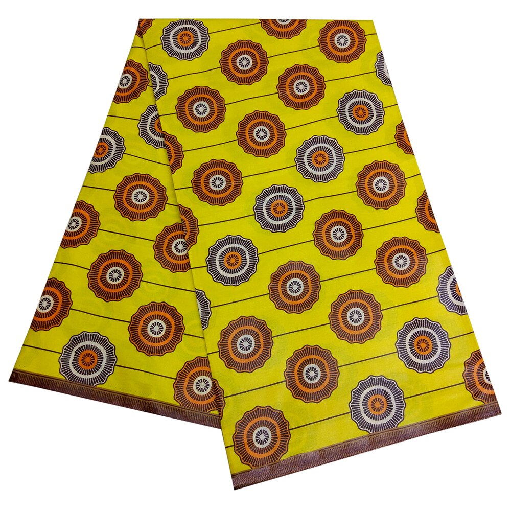 Circle Print Stripe Yellow African Wax Fabric African Real Dutch Wax