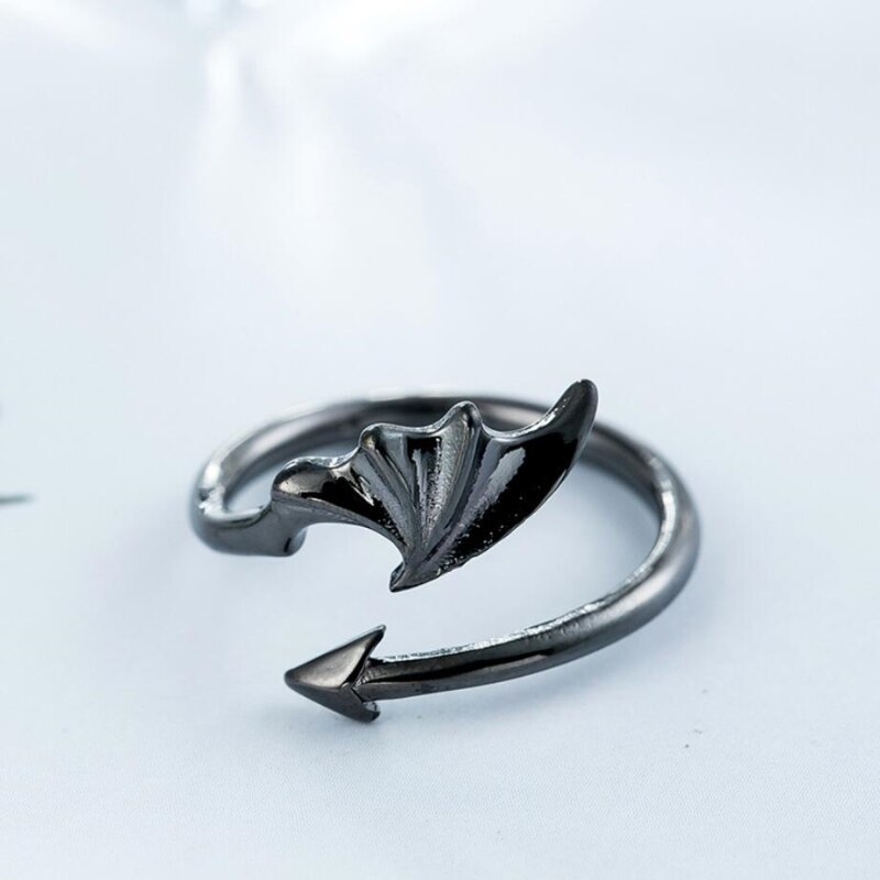 Sole Memory Devil Wings, bonito carácter de personalidad, Plata de Ley 925, anillos de apertura de tamaño variable para mujer, SRI268