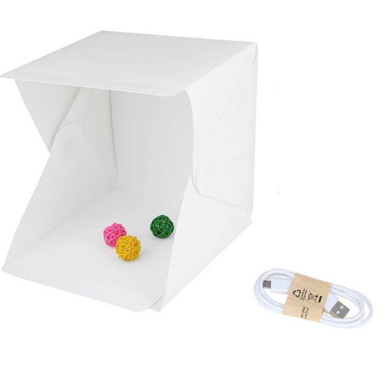 Z40 mini vikbar lightbox led ljus soft box fotoljus tält kit fotografering studio softbox 2* bakgrund box 20cm*24cm*24cm: Studio