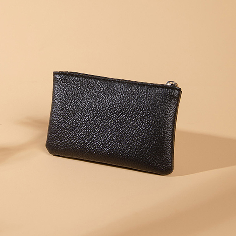 Ultradünne mini-geldbörse mit litschi-muster, reißverschluss, retro-tasche für damen, münzbeutel aus pu-leder, schlüsselanhänger-clutch