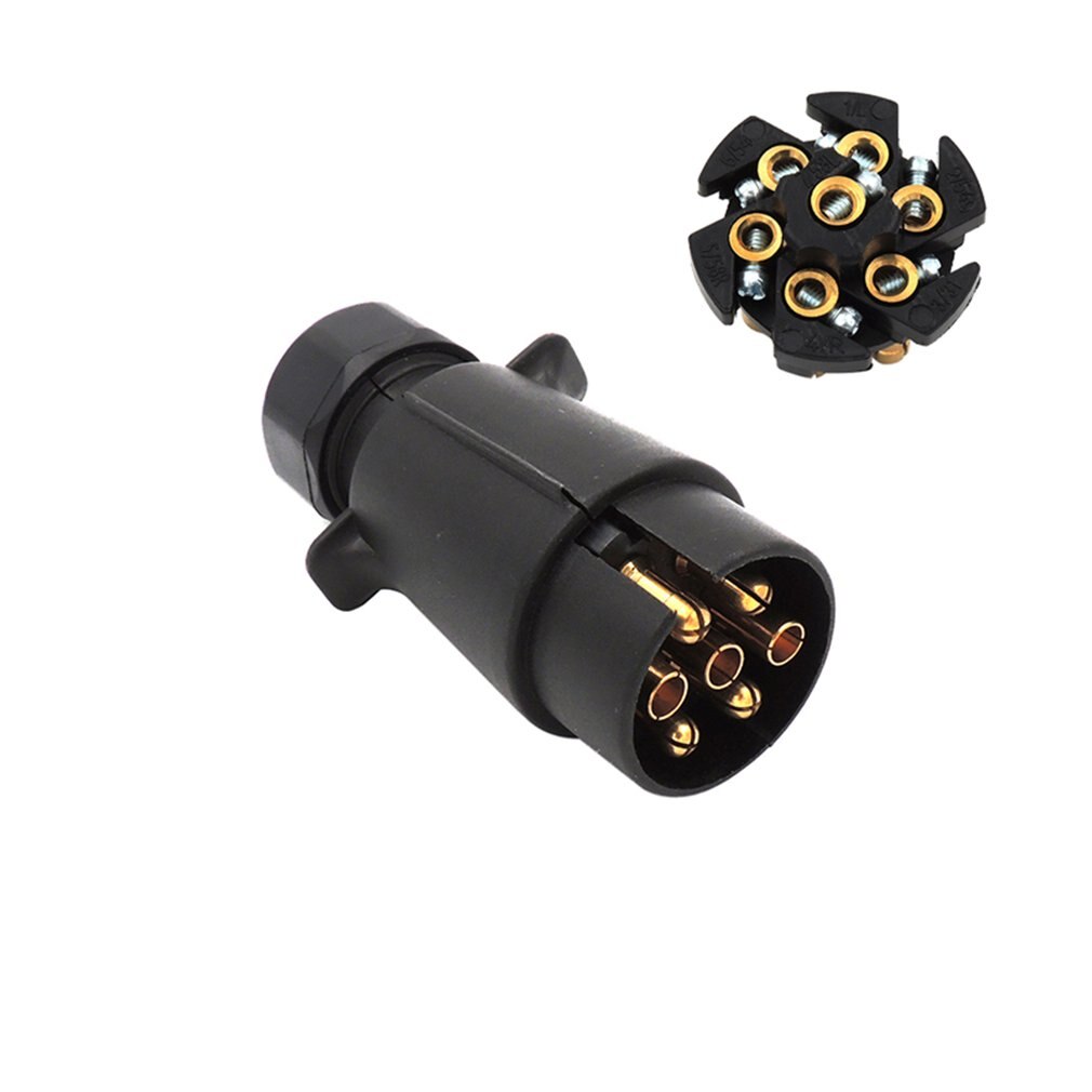 Newest European Car 7 Hole Socket Trailer Adapter Truck Interface Rv Power Cord Socket Waterproof Connector 12V