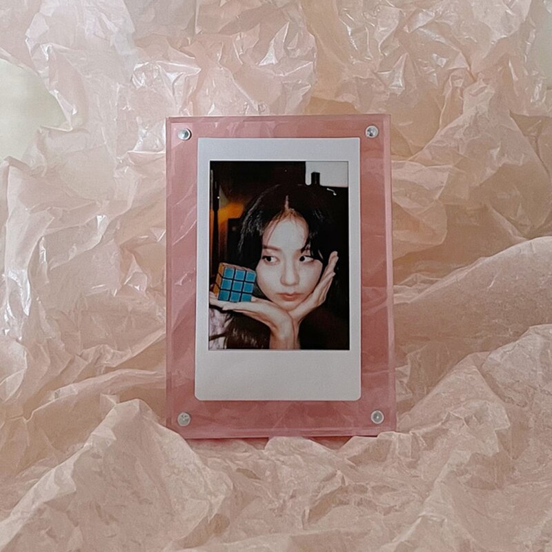 3in Mini Card Collection Photo Protection Holder HD Acrylic Desktop Display Frame Magnetic Album Postcard Souvenir Display Stand