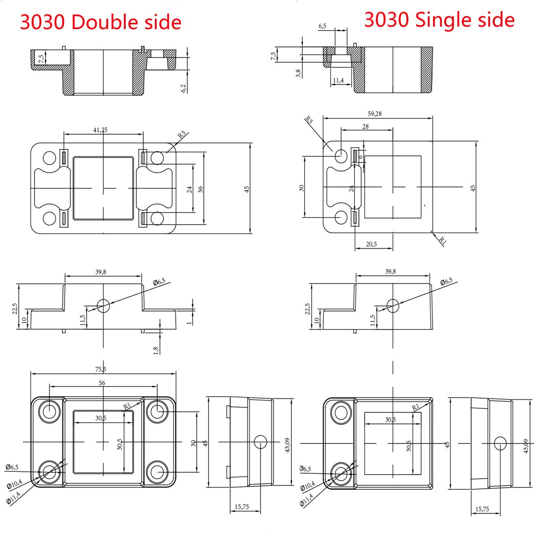 1pc Fixing Base Unidirectional/Bidirectional Corner Square Connector for 3030 4040 Aluminum Extrusion Profile
