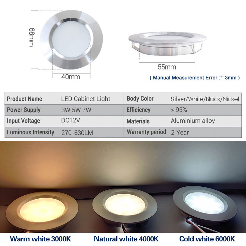 Mini Spot Lumineux LED Ultra-Mince Encastrable pour le Plafond, Idéal pour un Salon, une Maison ou un Hôtel, 14mm, 3/5/7W, 12V, 2 Pouces, D55 mm