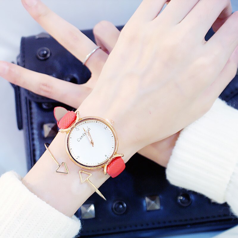 Meisjes Horloge Koreaanse Student Mode Meisje Eenvoudig En Mooie Junior High School Candycat Veelzijdige Kleine Verse Quartz Horloge
